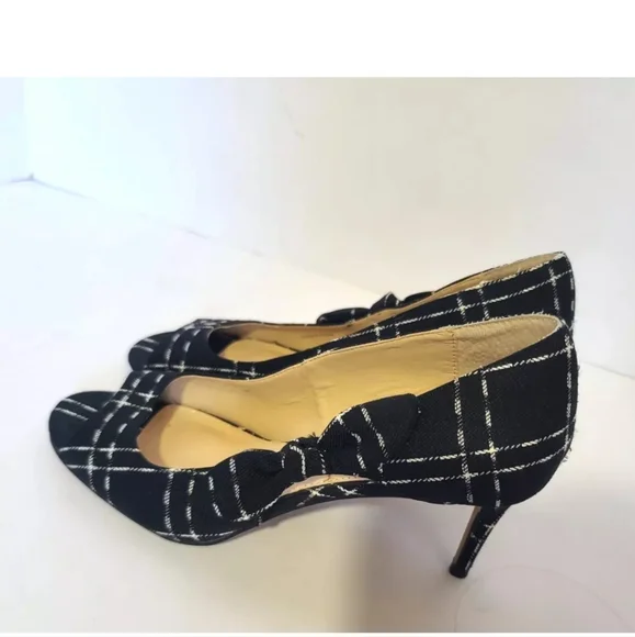 Vintage Y2K Isaac Mizrahi Black White Plaid Serena Pumps 3" US 8 - Picture 2 of 9